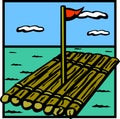 Raft wooden ship vector illustration Royalty Free Stock Photo