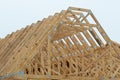 rafters of a new house under construction roof Royalty Free Stock Photo