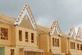 rafters and walls of a new plywood house Royalty Free Stock Photo