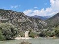 Rafting by boat on the river acheron in summer season greece