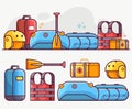 Rafting and Boating Equipment Line Art Icons