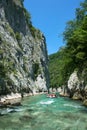 Rafting in the canyon of River Neretva Royalty Free Stock Photo