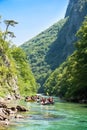 Rafting in the canyon of River Neretva Royalty Free Stock Photo