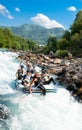 Rafting in the canyon of River Neretva Royalty Free Stock Photo