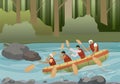 Rafting Extreme Activity Flat Vector Illustration