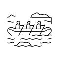 rafting extreme sport line icon vector illustration