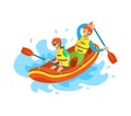 Extreme Tourism, Rubber Boat, Rafting Sport Vector