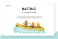 Rafting flat landing page template with text space Royalty Free Stock Photo