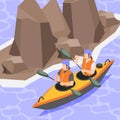 Rafting Isometric Composition