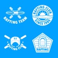 Rafting kayak canoe logo icons set, simple style