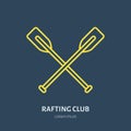 Rafting, kayaking flat line icon. Vector illustration of water sport - raft paddles. Linear sign, summer recreation Royalty Free Stock Photo