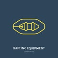 Rafting, kayaking flat line icon. Vector illustration of water sport - raft, river boat. Linear sign, summer recreation Royalty Free Stock Photo