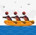 Rafting kayaking team design Royalty Free Stock Photo
