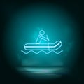 Rafting, man blue neon vector icon. Simple element illustration from map and navigation concept. Rafting, man blue neon vector Royalty Free Stock Photo