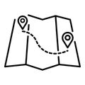 Rafting map route icon, outline style