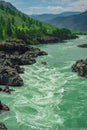 Rafting on the mountain river Katun, Altay Republic Royalty Free Stock Photo