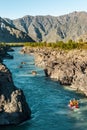 Rafting on a mountain river. Picturesque nature. Russia, Active recreation in the Alta