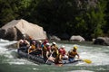 Rafting on a mountain river.