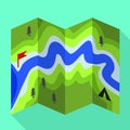 Rafting river map icon, flat style Royalty Free Stock Photo