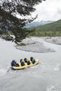 Rafting in river ubaye near barcelonnette in french alpes provencales