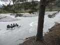 Rafting in river ubaye near barcelonnette in french alpes provencales