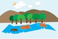 Rafting on river vector background