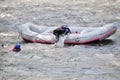 Rafting, splashing the white water