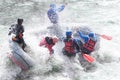 Rafting, splashing the white water