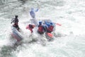 Rafting, splashing the white water