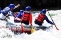 Rafting, splashing the white water