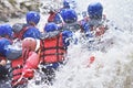 Rafting team splashing Royalty Free Stock Photo