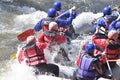 Rafting team splashing Royalty Free Stock Photo