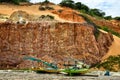 Rafts anchored in the sand