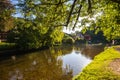 The raftsman-meadow with the Kinzig river in Schiltach Royalty Free Stock Photo