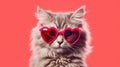 Ragamuffin Cat With Heart Shaped Sunglasses. Generative AI