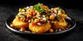 Ragda pattice indian food on dark background Royalty Free Stock Photo