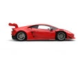 Rage red futuristic race sportscar - side view Royalty Free Stock Photo