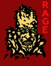 Rage zombie head cover. Vector illustration.