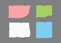 Ragged colored sheets and fragments of adhesive tape. Set of pink, green, white, blue pieces of torn paper. Royalty Free Stock Photo