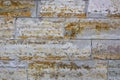 Ragged gray brick wall with rust. Old shabby surface. Background, texture. Royalty Free Stock Photo