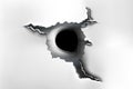 Ragged hole in metal from bullets Royalty Free Stock Photo