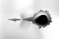 Ragged hole in metal from bullets Royalty Free Stock Photo