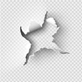 Ragged Hole torn in ripped paper on transparent Royalty Free Stock Photo
