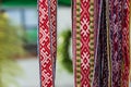 Ragged international belts. Woven belts. Weaving Royalty Free Stock Photo