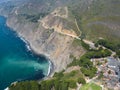 Ragged Point, view of Highway One, Big Sur coast from the air Royalty Free Stock Photo
