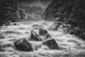 Ragging River and Rocks in Aguas Calientes, Peru Royalty Free Stock Photo