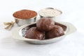 Ragi or Finger Millet Balls in a Steel Tray