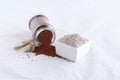 Ragi Flour in a Bowl and Ragi Spilled from a Bottle Royalty Free Stock Photo