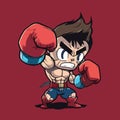 Raging cartoon boxing boy