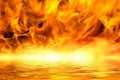 Raging inferno on a lake of lava Royalty Free Stock Photo